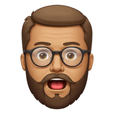 a guy with a beard, glasses and shouting : "FA, FA-TE INCOA" sticker