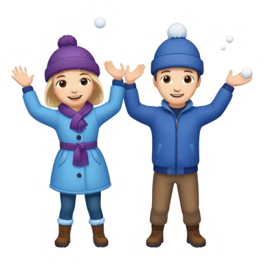 snowball fight pair sticker