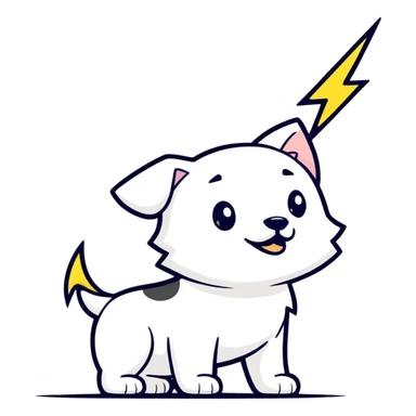 Cute white dog with black lightning bolt sticker