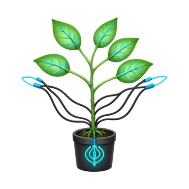plant sprout with glowing circuit lines sticker