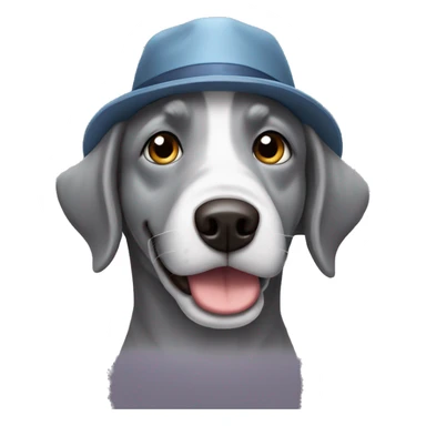 Pedro the gray dog all graybue eyes. Mstbe wearing a hat sticker