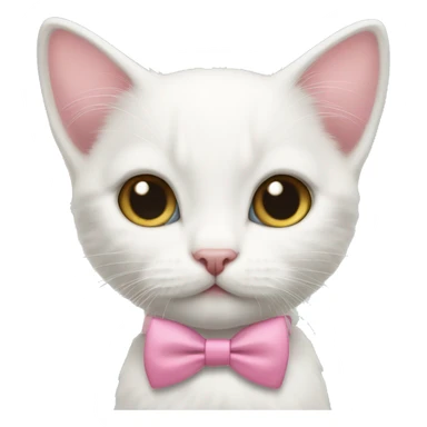 White Kitten wearing a pink bow tie sticker