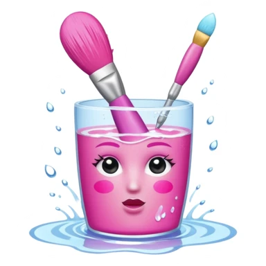 water Rinse pink makeup brush sticker