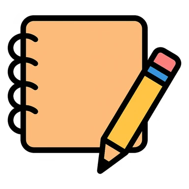 colored icon of a sketchbook with a pencil, clean and simple sticker