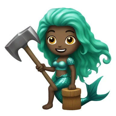 mermaid with a hammer sticker