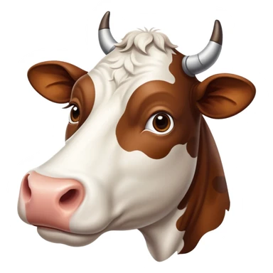 cinematic-noble-brown-and-white-cow-portrait-emoji,-poised-and-regal,-with-a-large,-sturdy-build-and-a-beautifully-patterned-hide-of-rich-brown-accented-by-crisp-white-patches,-deep-set-soulful-brown-eyes,-simplified-yet-sharp-and-sophisticated sticker