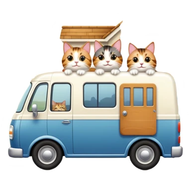 two cats in a moving van waving goodbye to their old house sticker