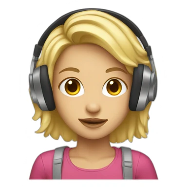blonde girl wearing headphones sticker