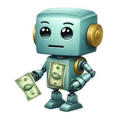 Cute robot with money sticker