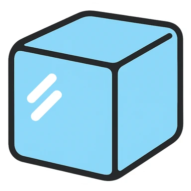 flat design style ice cube emoji, simple and clean, minimal shading sticker