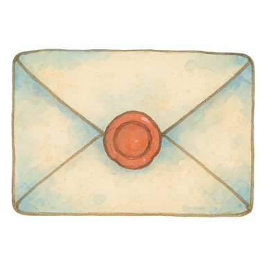 icon of an envelope, soft colors, whimsical, ghibli style sticker