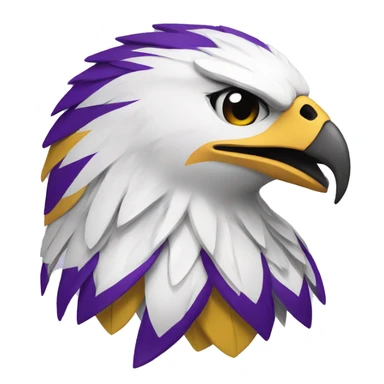 white hawk mascot with purple and gold sticker