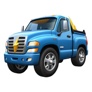 A front semi steer tire that is flat getting stuck by a lightning bolt add highway sticker