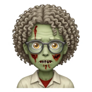 curly hair zombie with glasses sticker