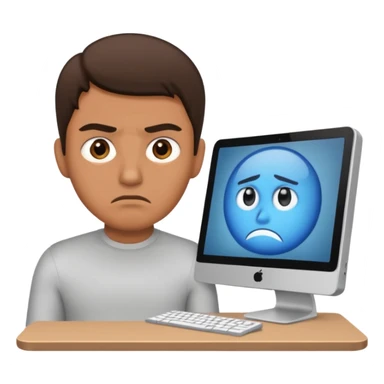 a man in front of a computer annoyed  sticker