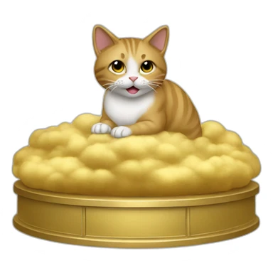 cat secretary sitting on top of the gold cloud sticker
