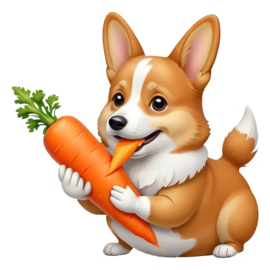 Corgi eating carrot sticker