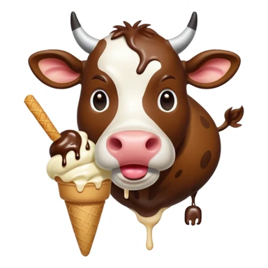 Cow eating ice cream sticker