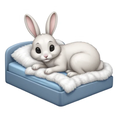 cartoon rabbit sleeping soundly in a big bed with its eyes closed sticker
