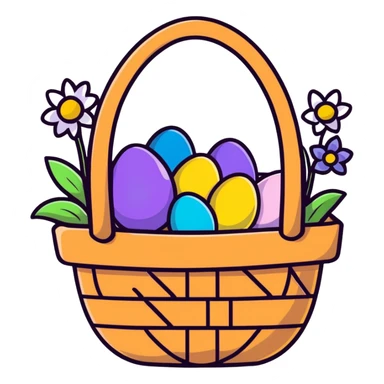 Easter basket filled with eggs and spring flowers sticker