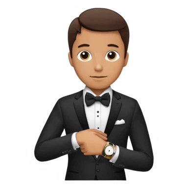 Male wearing watch + bow tie, highlight watch and bow sticker