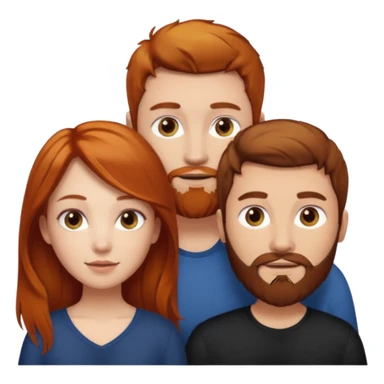 👩🏼‍❤️‍👨🏽 Something like this, but make the guy more lighter and give the girl a bit more red hair like ginger style make the guy have dark brown hair, same with the beard and add her in the middle top sticker