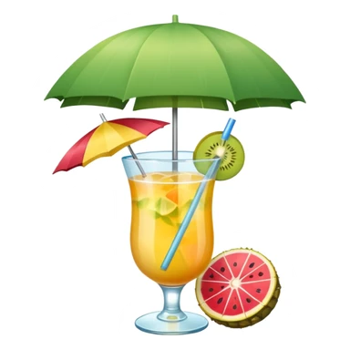 A tropical drink with a tiny umbrella sticker