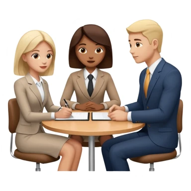 3 people business meeting circular crop sticker