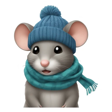 Mouse in cap and scarf sticker
