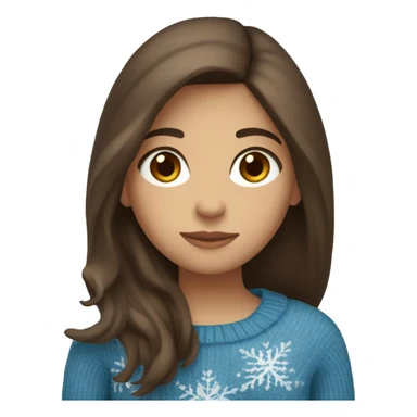 winter, christmas, hispanic, long brown hair, girl, brown eyes, child, full body, blue sweater sticker