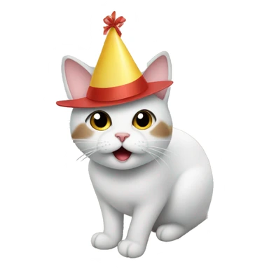 cat wearing a birthday hat on a boat sticker