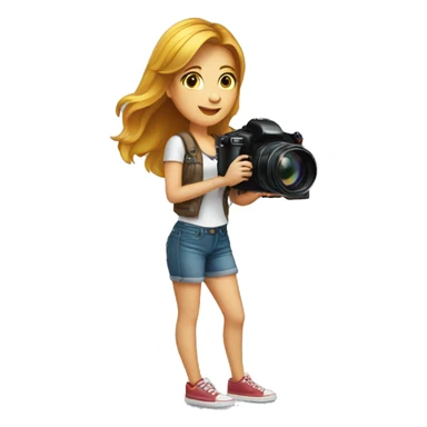 a beautiful young woman with a photo camera sticker