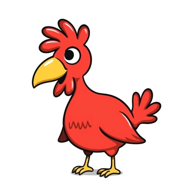 Red chocobo from Final Fantasy, large red bird-like mount with yellow beak sticker