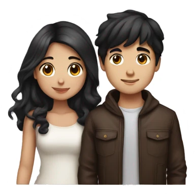 cute love couple a boy with black hair and a girl with dark brown hair sticker