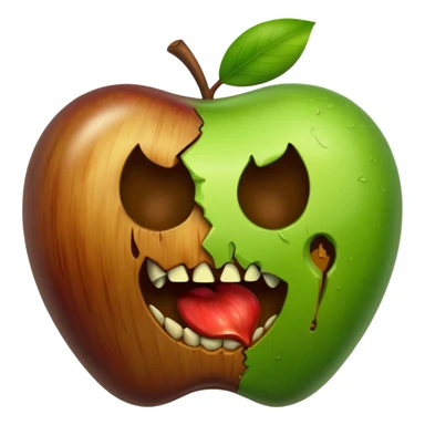 A rotten apple emoji resembling the apple inc logo. sticker