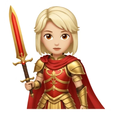 Ember Baroness + gold-red cuirass + twin blades. negative : characters sticker