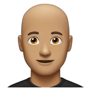 bald man in black shirt with brown eyes sticker