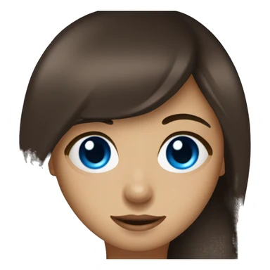 a girl with blue eyes with bangs on dark brown hair drinks coffee sticker