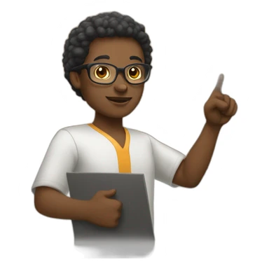 African American giving class pointing at board sticker