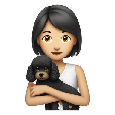 Asian girl holding poodle sticker