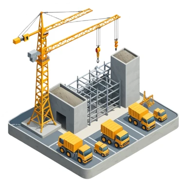 isometric construction site of cathay airport sticker