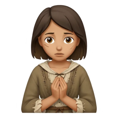 Brunette and tan peasant Girl begging sticker