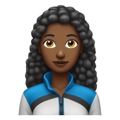 Mujer pelo negro, piel clara y ojos azules, atuendo de trekking sticker