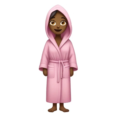 girl in dressing gown with dog sticker