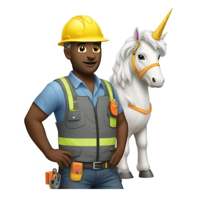 construction worker with unicorn sticker
