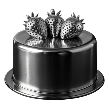 white cake with strawberries on top, chrome style sticker