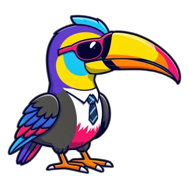 Tie-dye toucan with sunglasses sticker