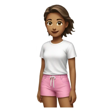 Girl wearing white t-shirt and pink shorts sticker