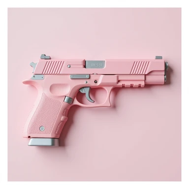 photorealistic pink pistol with a silver trigger and accents, no heart shapes or motifs, white background sticker