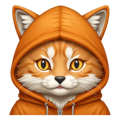 The emoji orange cat with a wolf's hood on its head
Lire this sticker